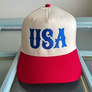 Retro USA Embroidered Two-Tone Canvas Trucker Hat SnapBack OTTO Base Ball Cap OS